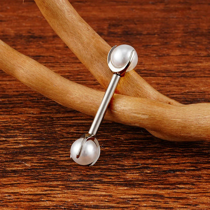 Pearl nipple piercing titanium pearl nipple bar internally threaded 14G