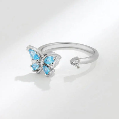 Butterfly fidget ring anxiety ring blue butterfly sterling silver