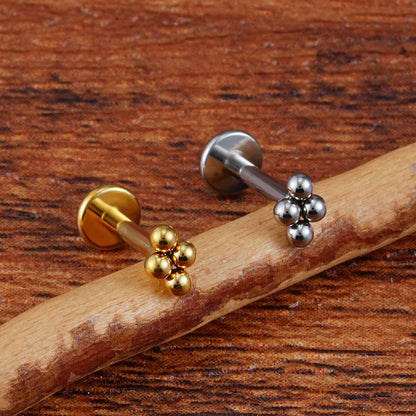 Small medusa piercing with 4 dots cute and tiny titanium lip stud nose stud ear stud 16G