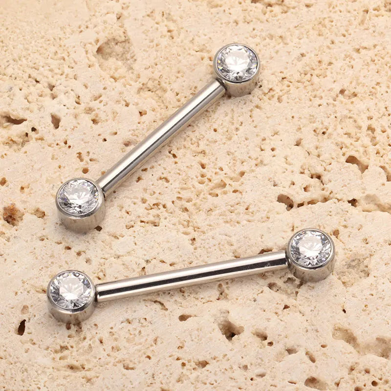 Internally threaded titanium nipple ring 14 gauge blue pink purple 1 piece