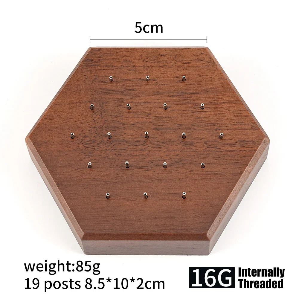 Stud earring organizer black walnut wood body jewelry display lip stud nose stud