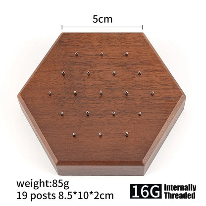 Stud earring organizer black walnut wood body jewelry display lip stud nose stud