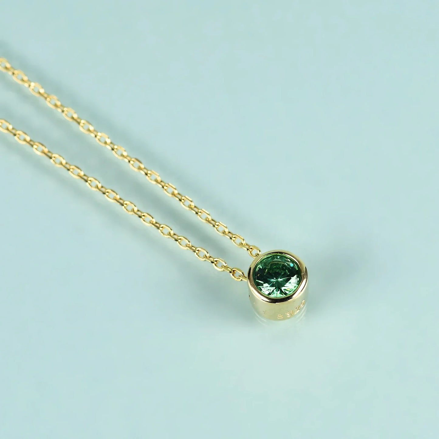 Green stone necklace with an emerald green cz stone dainty necklace