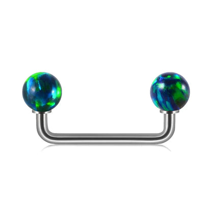Surface barbell with opal white blue purple green opal titanium surface bar piercings 16G