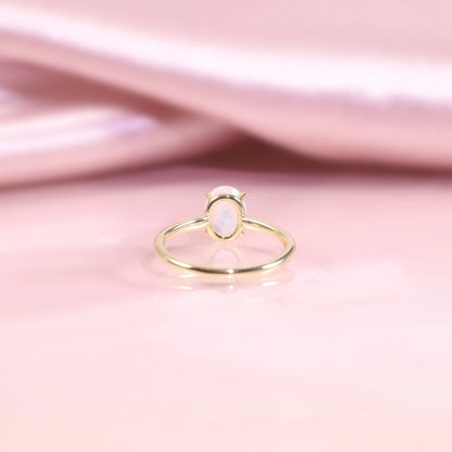 Moonstone birthstone ring simple and dainty oval moonstone ring affordable engagement ring