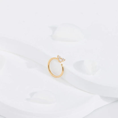 Gold open ring with clear gemstone from Rosary Milano on white background