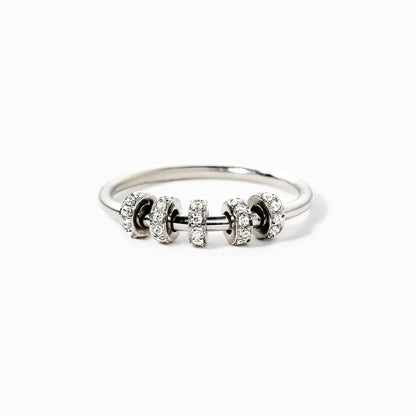 High-quality spinner ring with beads sterling silver spinning ring for anxiety