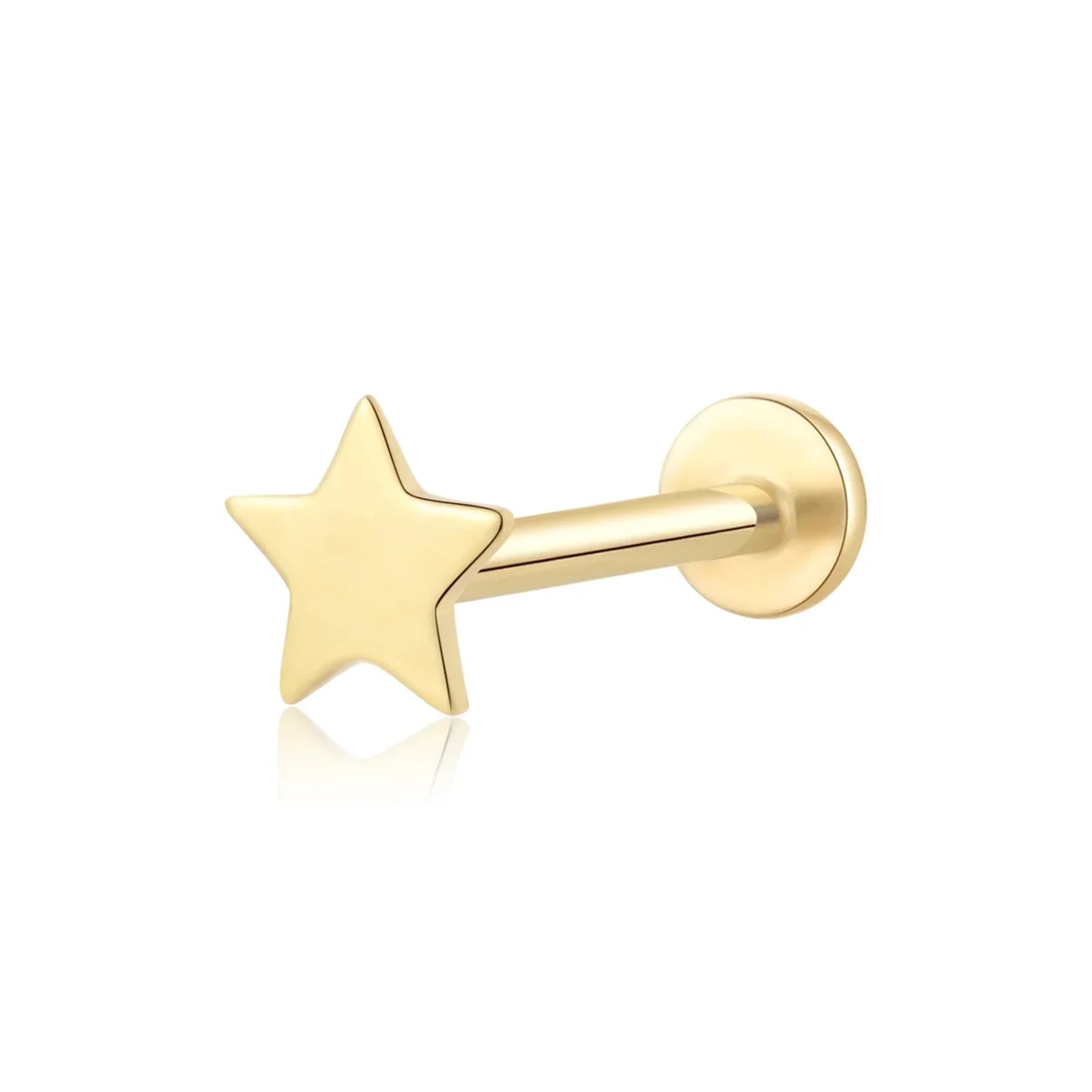 Gold star ear stud star nose stud 14k gold star stud earrings threadless solid gold