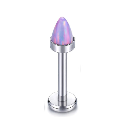 Opal nose stud flat back titanium 16G blue opal purple opal white opal earring