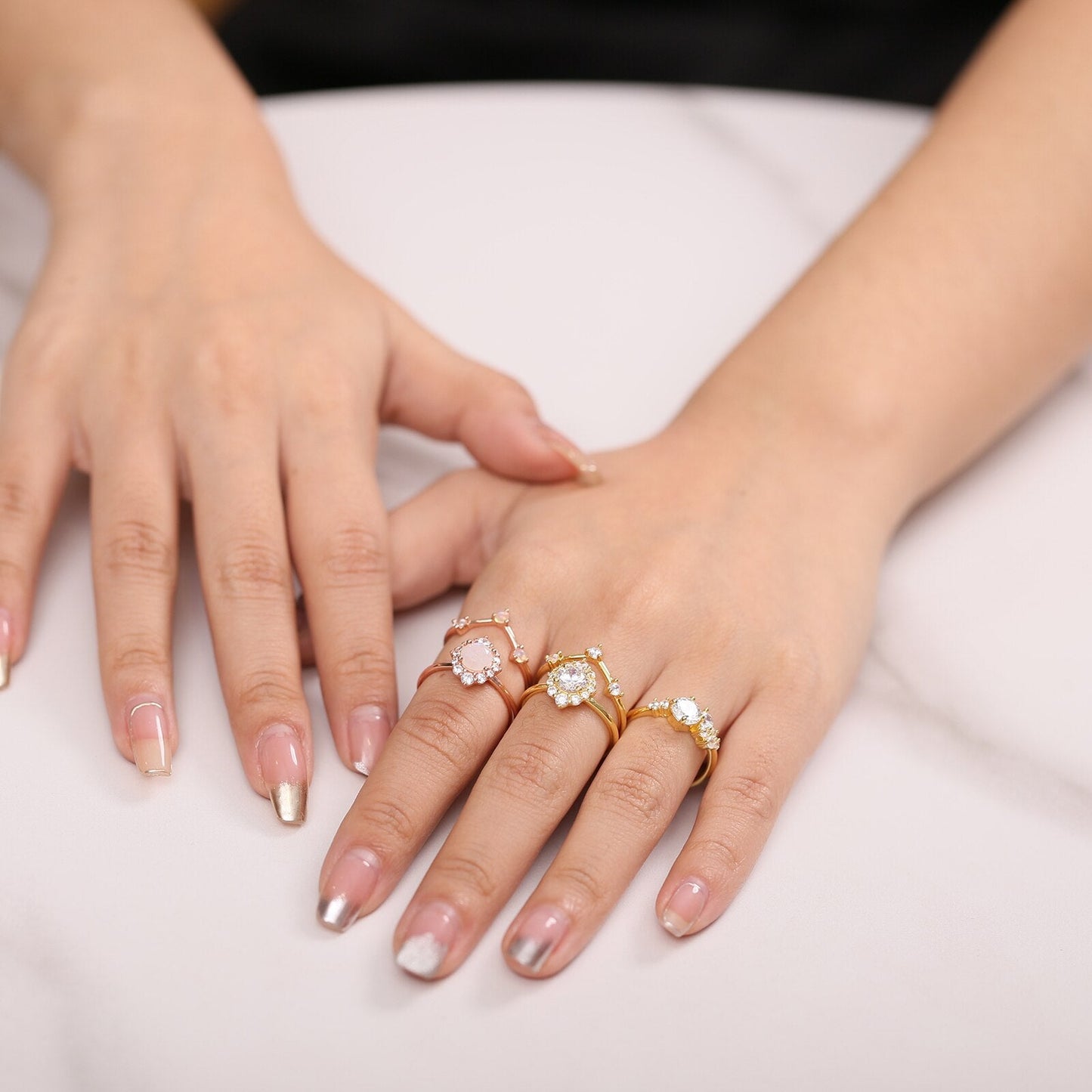 Moissanite solitaire ring halo setting round cut