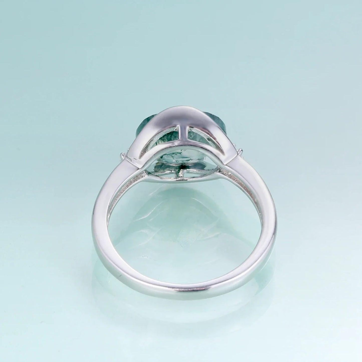 Vintage moss agate ring large stone green moss agate engagement ring silver for women