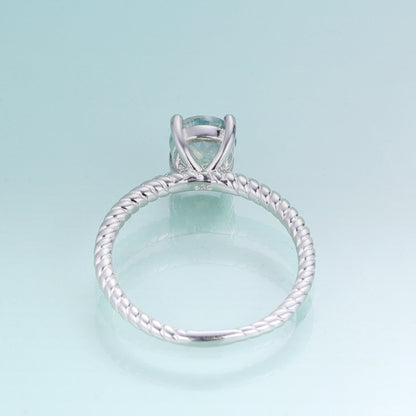 Women's moss agate ring solitaire ring minimalist and dainty in silver