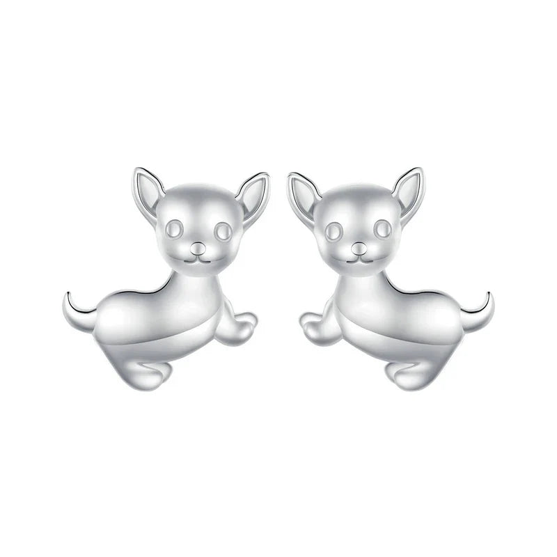 Chihuahua earrings stud earrings silver dog earrings