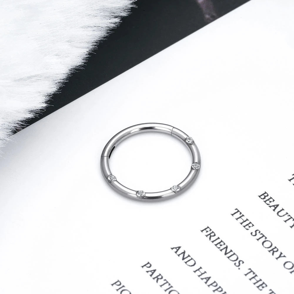 Daith hoop piercing gold daith earring 16G black blue green with CZ stones