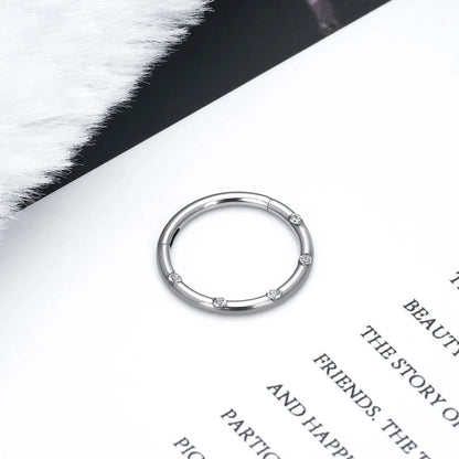 Daith hoop piercing gold daith earring 16G black blue green with CZ stones