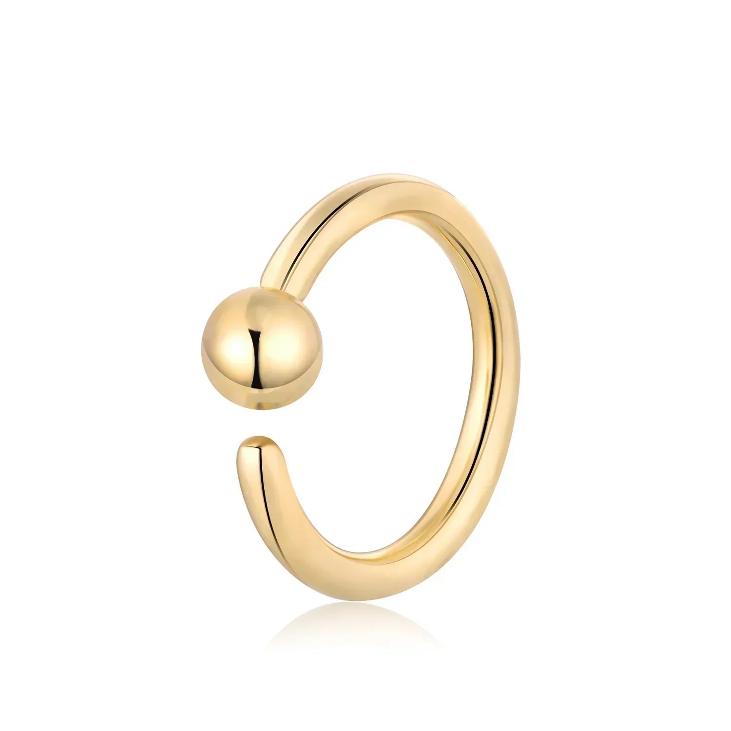 Minimalist gold open ring with a round bead from Rosary Milano fashion jewelry.
