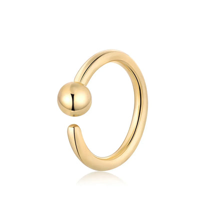 Minimalist gold open ring with a round bead from Rosary Milano fashion jewelry.