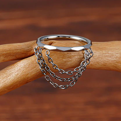 Conch ring with chains titanium 16G 10mm 12mm 8mm gold silver conch earring