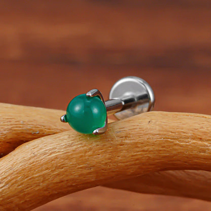 Tiny medusa piercing with natural semi-precious gemstones titanium lip stud nose stud ear stud