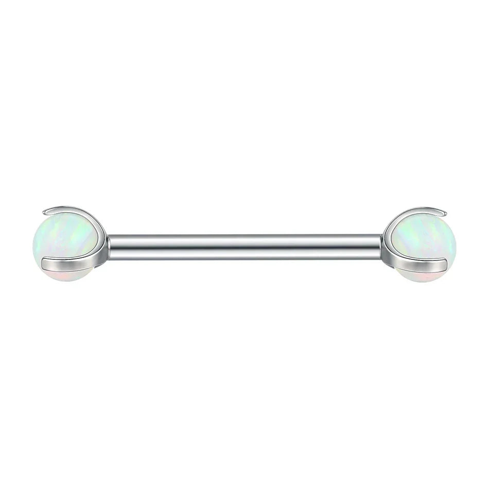 Opal industrial barbell earring titanium 12mm 14mm 16mm 34mm 36mm 38mm nipple piercing 14G