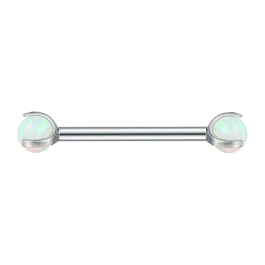 Opal industrial barbell earring titanium 12mm 14mm 16mm 34mm 36mm 38mm nipple piercing 14G