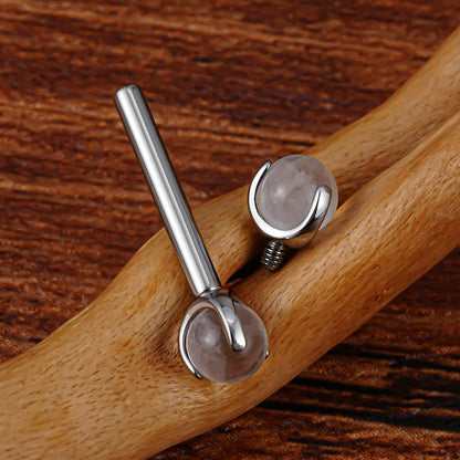 Nipple piercing barbell with natural gemstones titanium 14G internally threaded straight barbell 12mm 14mm 16mm 1 piece