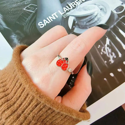 Fidget ring for daughter for kids heart spinner ring with a ladybug cute
