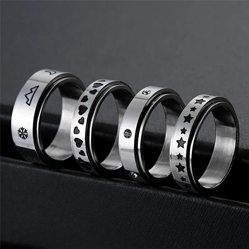 Stainless steel heart spinner ring
