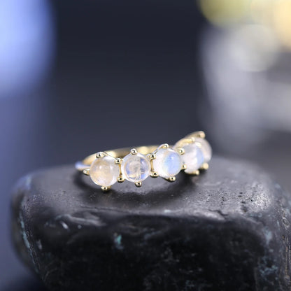 Moonstone band ring half eternity ring