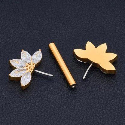 Barbell nipple piercing with CZ stones straight barbells titanium 14G threadless push pin 1 piece
