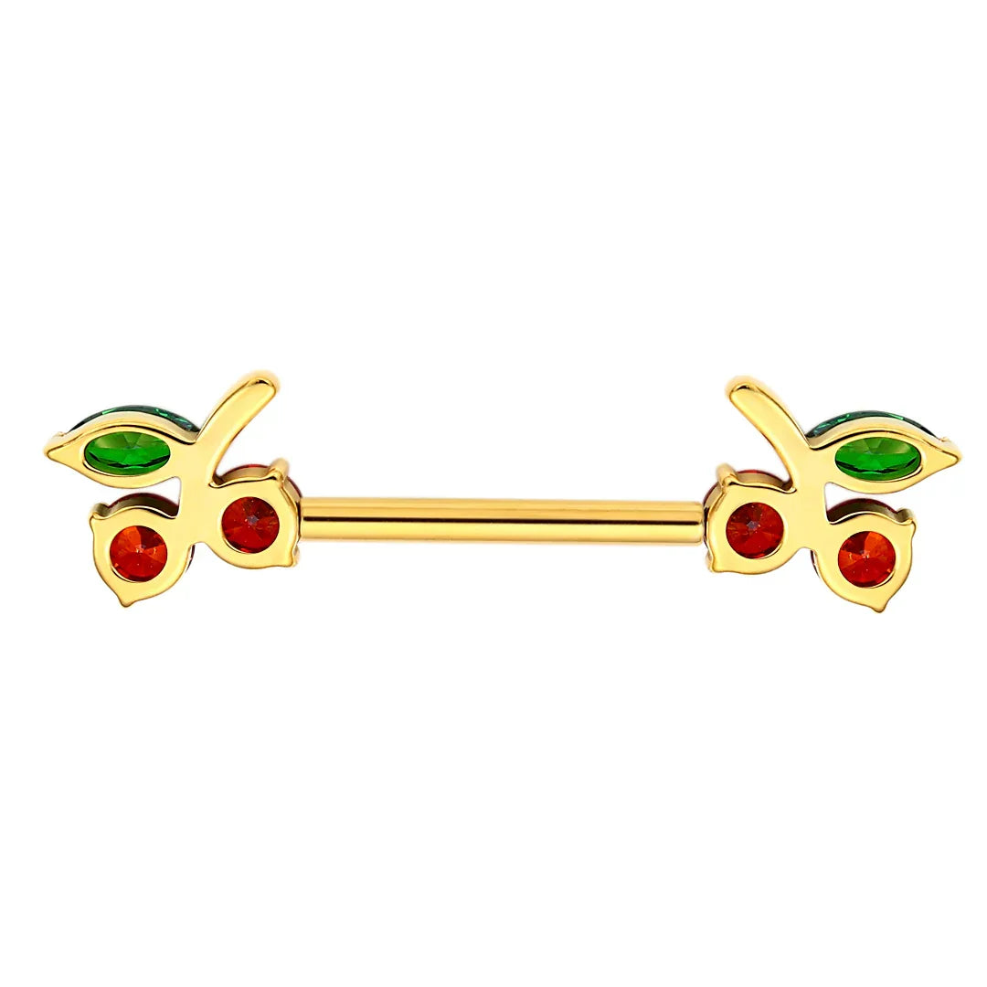 Cherry nipple rings nipple piercing bars cute and sexy titanium 14G 14mm 1 pair