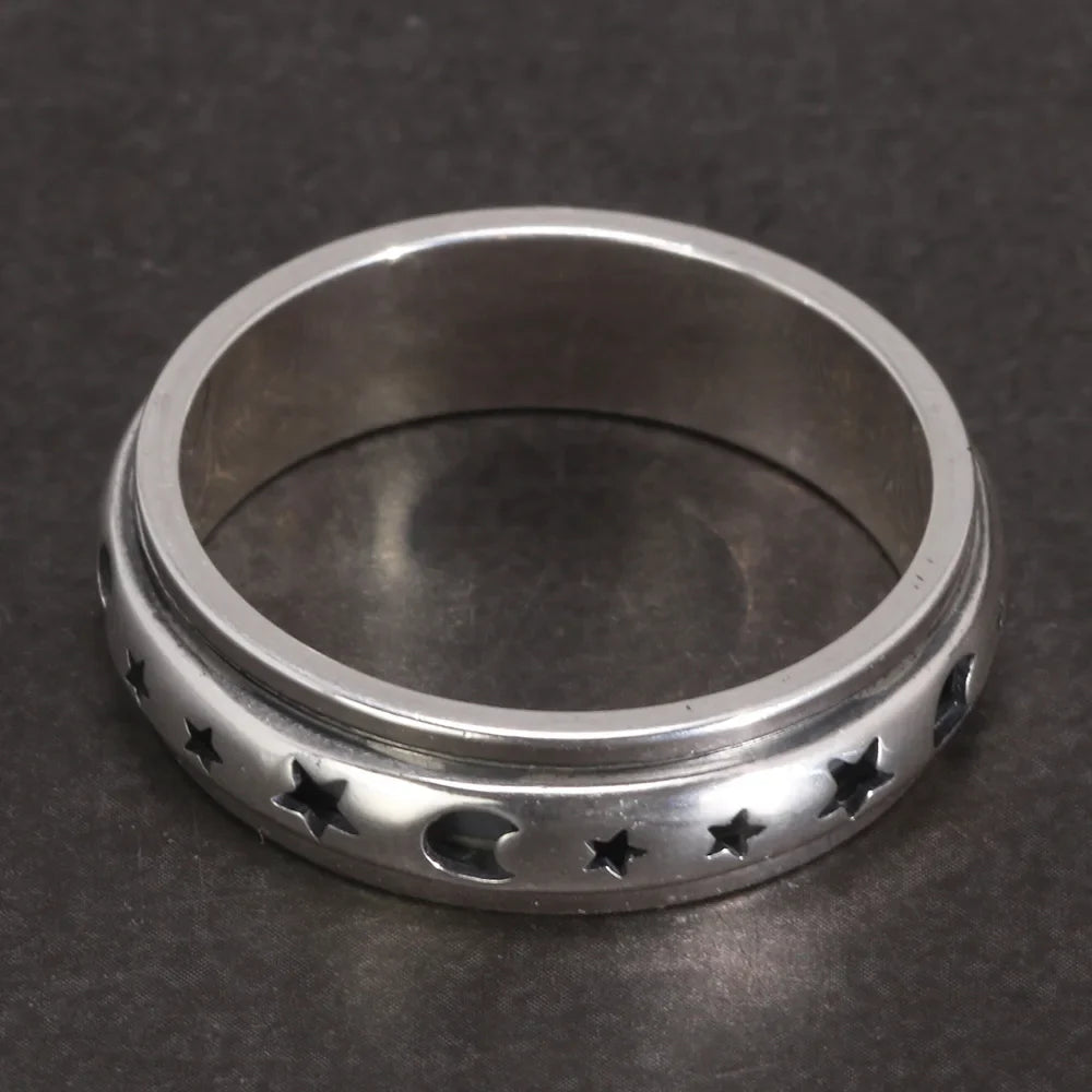 Moon and star spinner ring spinning ring for anxiety sterling silver