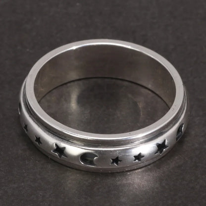 Moon and star spinner ring spinning ring for anxiety sterling silver