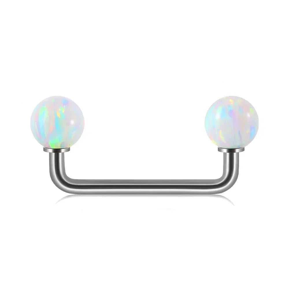 Surface barbell with opal white blue purple green opal titanium surface bar piercings 16G