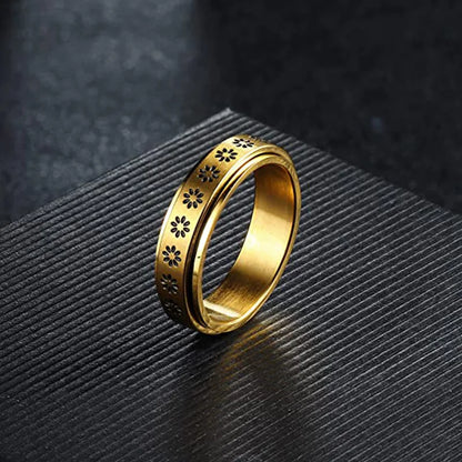 Sunflower anxiety ring stainless steel
