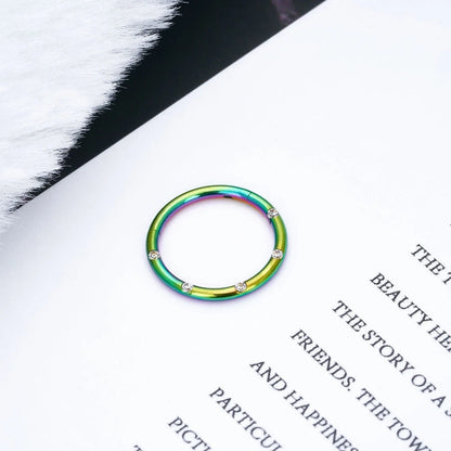 Daith hoop piercing gold daith earring 16G black blue green with CZ stones