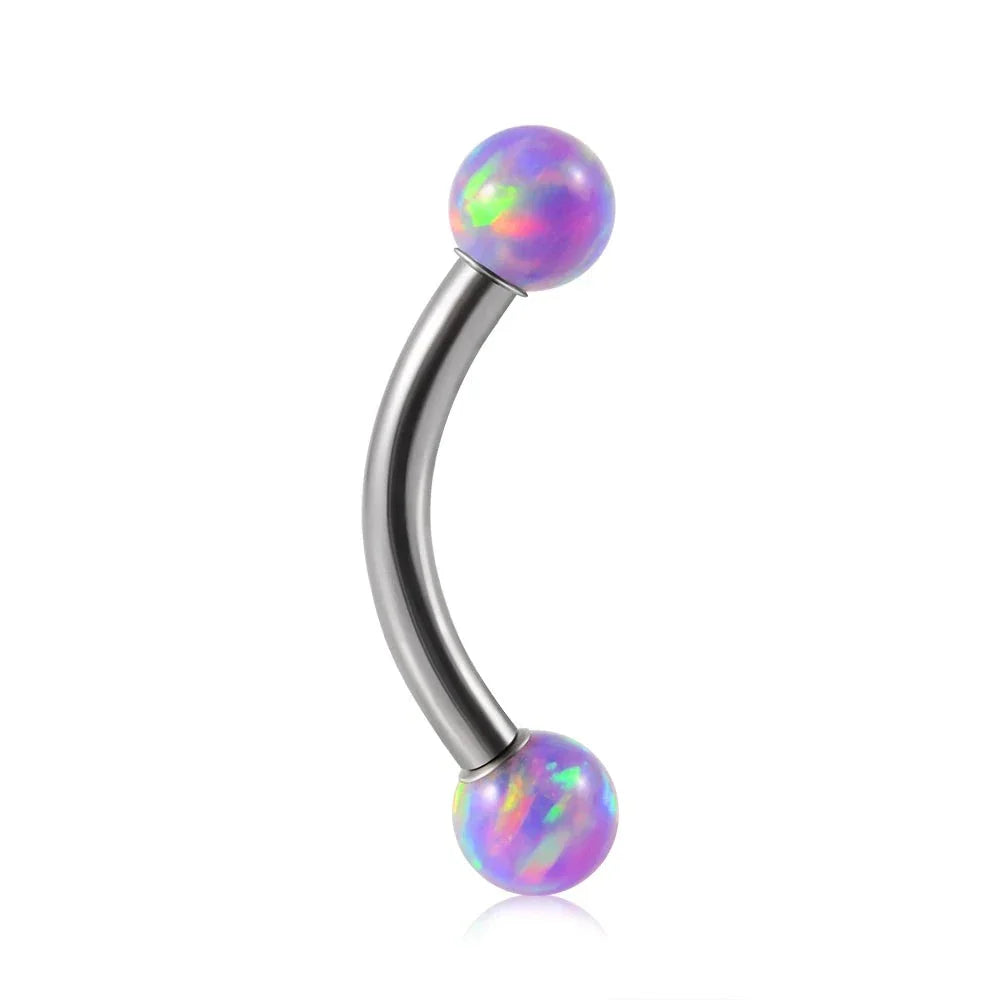 Opal eyebrow piercing titanium curved barbell banana barbell vertical labret rook piercing
