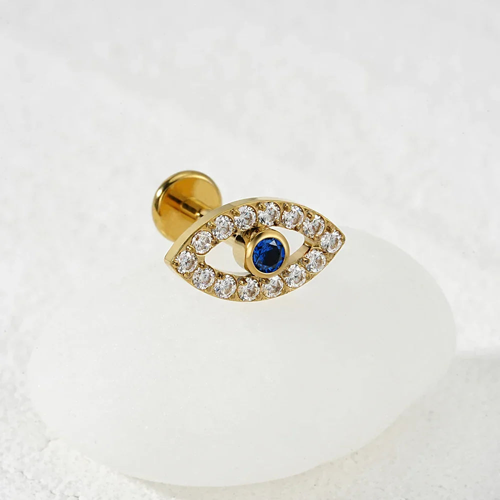 Evil eye earring evil eye nose stud titanium 16G nose ring tragus stud helix piercing gold silver