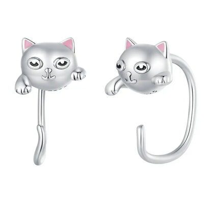 Black cat earrings in sterling silver