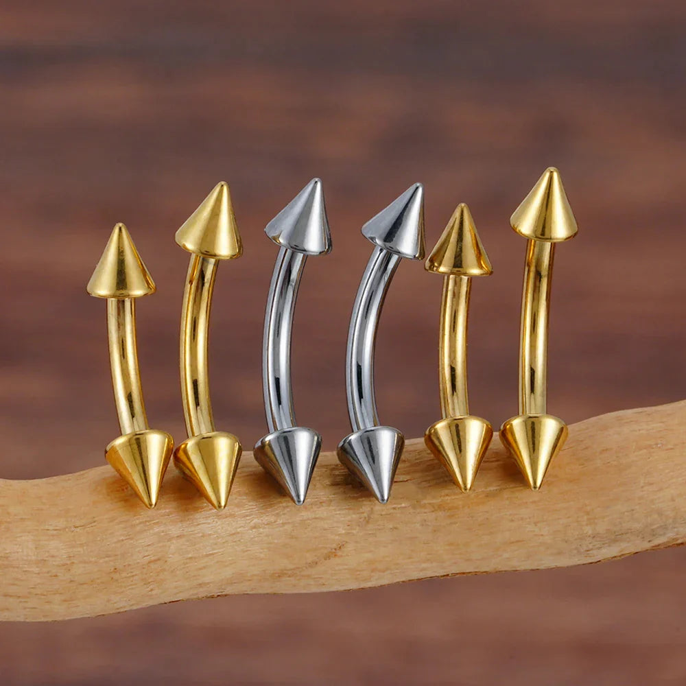Spike curved barbell titanium 16G curved barbell piercing 6mm 8mm 10mm 12mm