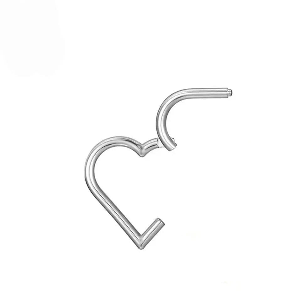 Heart septum ring 16G titanium nose ring gold silver black