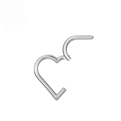 Heart septum ring 16G titanium nose ring gold silver black