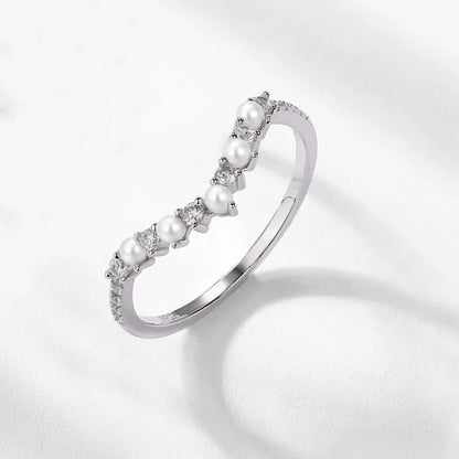 Alexandrite and pearl ring with diamond cz sterling silver ring set