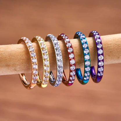 Hoop piercing with CZ for nose piercings helix piercings conch piercings made of titanium