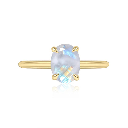 Moonstone birthstone ring simple and dainty oval moonstone ring affordable engagement ring