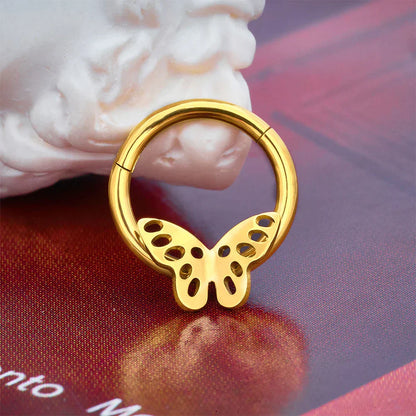 Butterfly septum ring titanium butterfly wings butterfly nose piercing