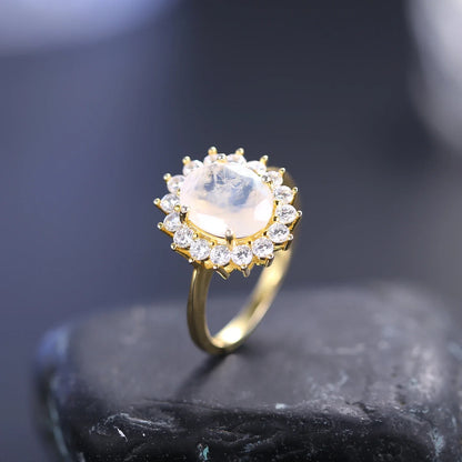 Moonstone ring vintage style moonstone engagement ring Princess Diana ring
