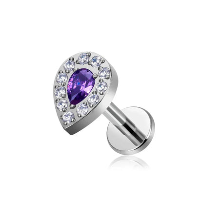 Feminine and classy medusa piercing with clear pink purple blue black diamond CZ titanium stud