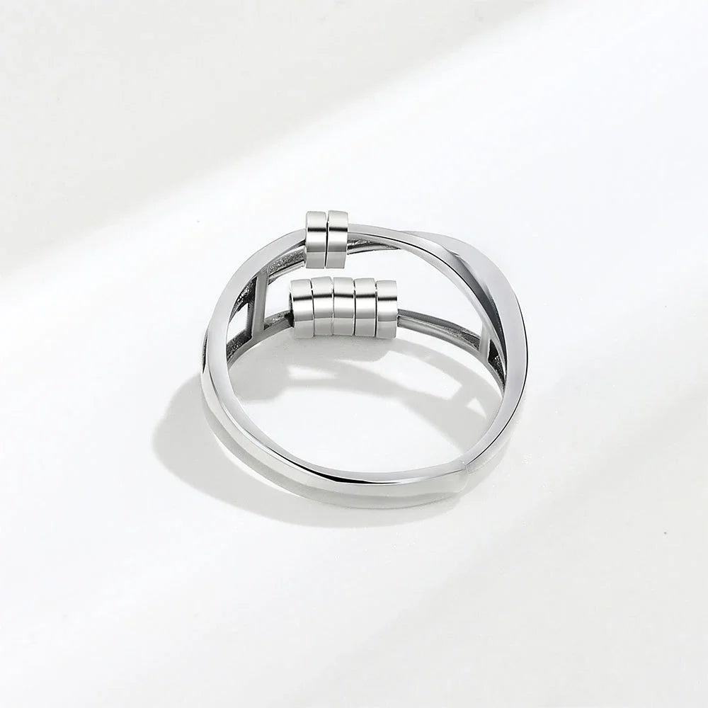 Fidget bead ring anti-stress sterling silver