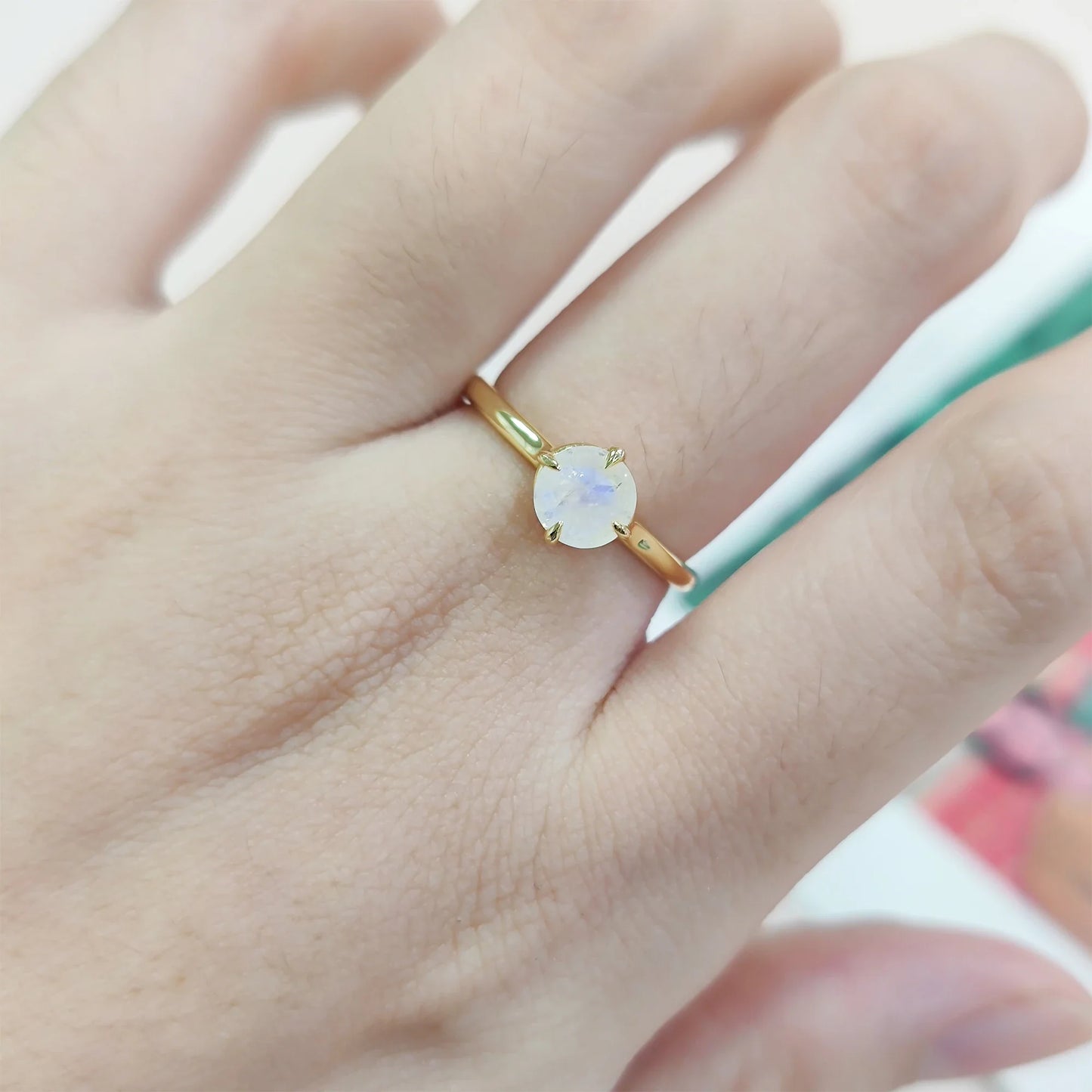 Moonstone crystal ring minimalist with a round moonstone moonstone boho ring gemstone ring